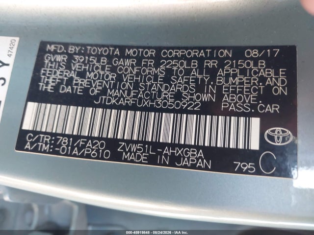Toyota Prius Three 2017 JTDKARFUXH3050922 Image 9