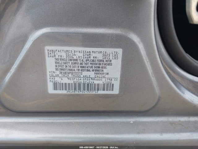 Продажа на аукционе авто 2016 Nissan Sentra Sv, vin: 3N1AB7AP0GY223712, номер лота: 45919907