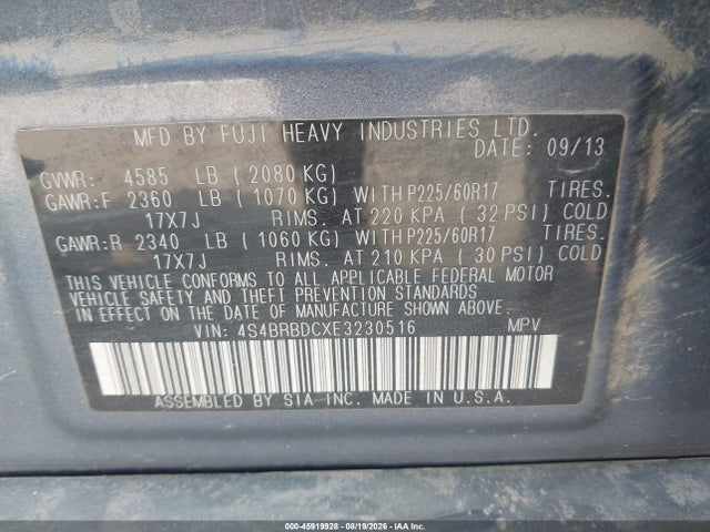 4S4BRBDCXE3230516 Subaru Outback 2.5i Premium