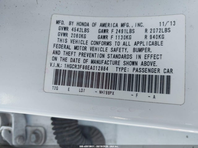 Honda Accord Ex-l V-6 2014 1HGCR3F86EA012884 Image 9