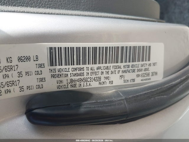 Aukcja sprzedaży 2006 Jeep Commander, vin: 1J8HH48N56C314228, numer aukcji: 45920042