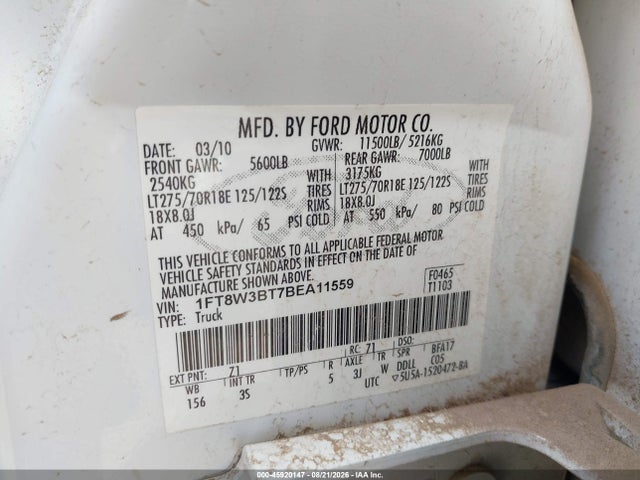 Продаж на аукціоні авто 2011 Ford F-350 Xlt, vin: 1FT8W3BT7BEA11559, номер лоту: 45920147