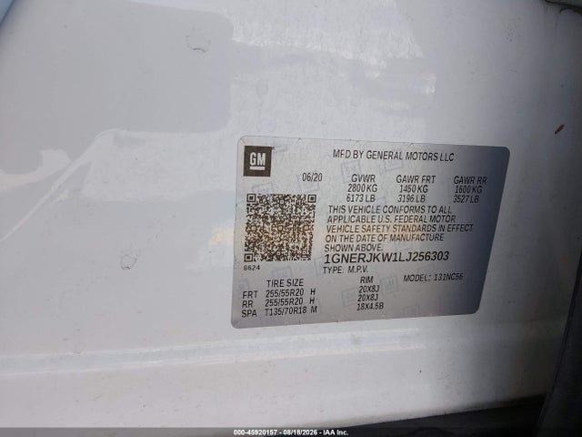1GNERJKW1LJ256303 Chevrolet Traverse Fwd Rs