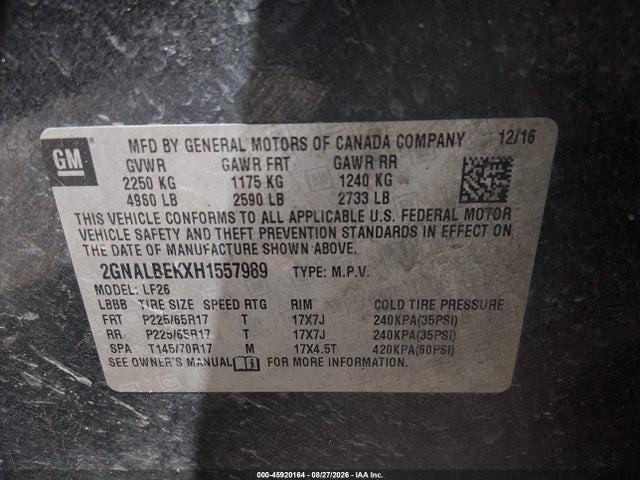 Chevrolet EQUINOX LS 2017 2GNALBEKXH1557989 Image 9