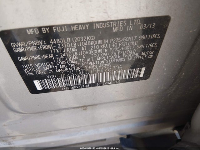 Aukcja sprzedaży 2014 Subaru Forester 2.5i Premium, vin: JF2SJAEC7EH428205, numer aukcji: 45920165