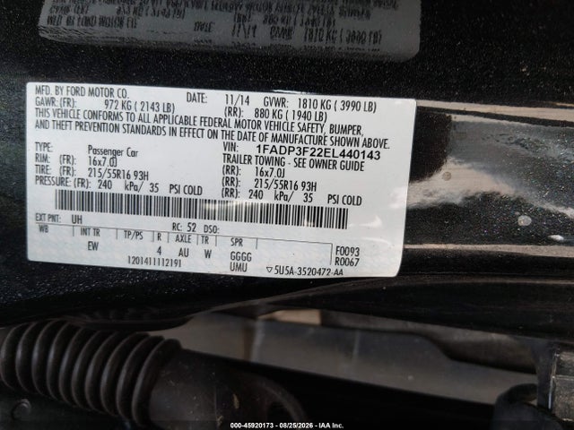 Aukcja sprzedaży 2014 Ford Focus Se, vin: 1FADP3F22EL440143, numer aukcji: 45920173