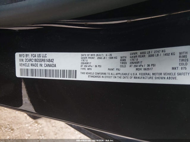 Продаж на аукціоні авто 2025 Chrysler Pacifica Select, vin: 2C4RC1BG5SR614842, номер лоту: 45920189