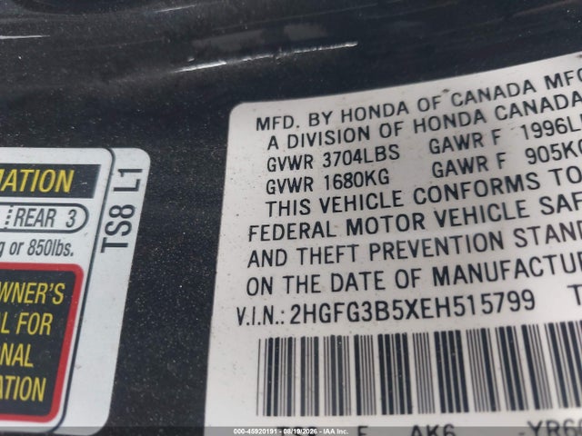 Honda Civic Lx 2014 2HGFG3B5XEH515799 Image 9
