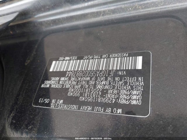 2013 Subaru Impreza 2.0i Sport Limited მანქანა იყიდება აუქციონზე, vin: JF1GPAS60D2887844, აუქციონის ნომერი: 45920213