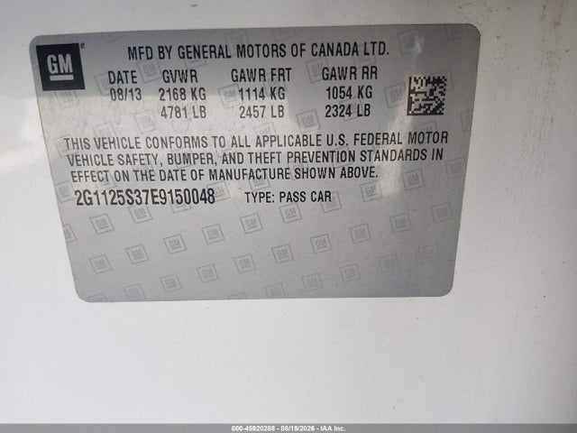 Продажа на аукционе авто 2014 Chevrolet Impala 2lt, vin: 2G1125S37E9150048, номер лота: 45920288