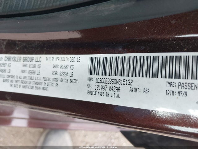 Продажа на аукционе авто 2013 Chrysler 200 Touring, vin: 1C3CCBBB6DN615132, номер лота: 45920348