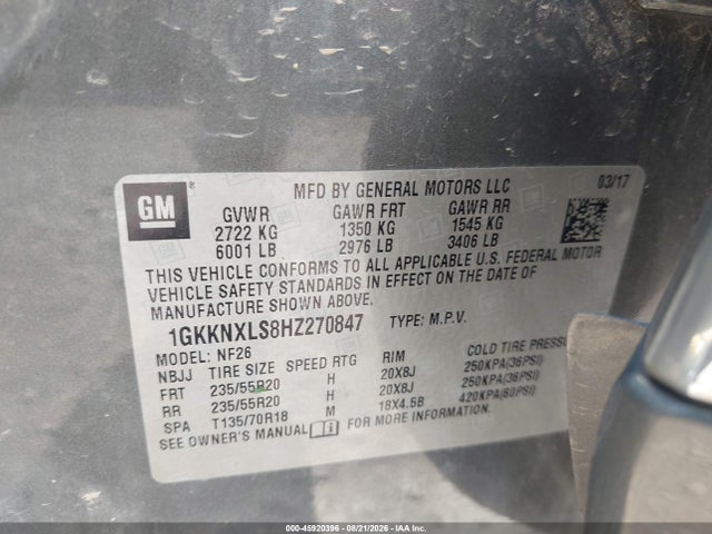 Продаж на аукціоні авто 2017 Gmc Acadia Denali, vin: 1GKKNXLS8HZ270847, номер лоту: 45920396