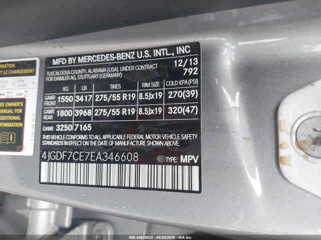 Продаж на аукціоні авто 2014 Mercedes-benz Gl 450 4matic, vin: 4JGDF7CE7EA346608, номер лоту: 45920432