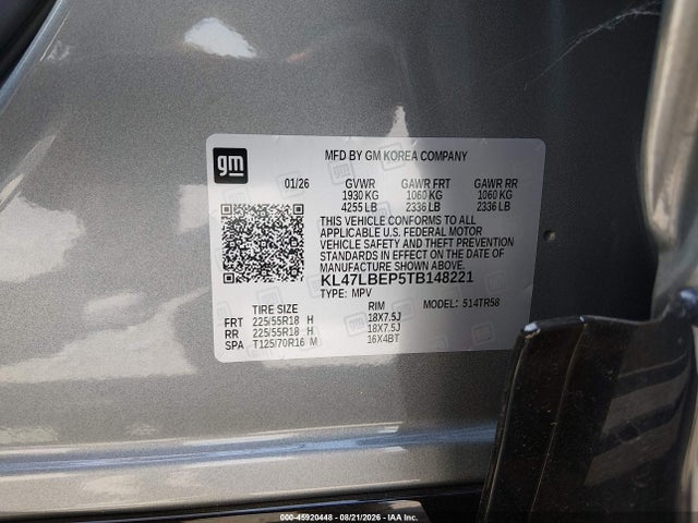 Aukcja sprzedaży 2026 Buick Envista Sport Touring Fwd, vin: KL47LBEP5TB148221, numer aukcji: 45920448
