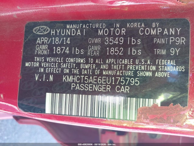 Hyundai ACCENT GS 2014 KMHCT5AE6EU175795 Image 9
