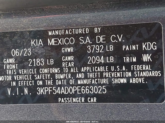 KIA Forte Gt-line 2023 3KPF54AD0PE663025 Image 9