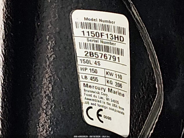 45920529 :رقم المزاد ، BUJ30228E818 vin ، 2018 Tracker Party Barge مزاد بيع