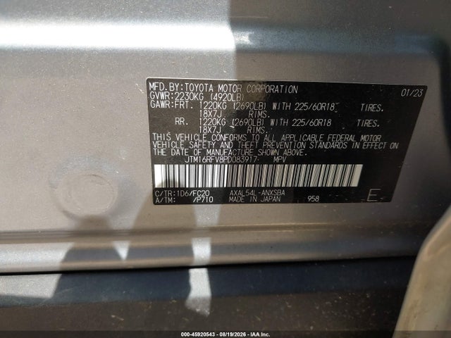 45920543 :رقم المزاد ، JTM16RFV8PD083917 vin ، 2023 Toyota Rav4 Hybrid Se مزاد بيع