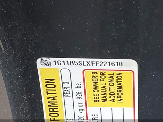 2015 Chevrolet Malibu Ls მანქანა იყიდება აუქციონზე, vin: 1G11B5SLXFF221610, აუქციონის ნომერი: 45920552