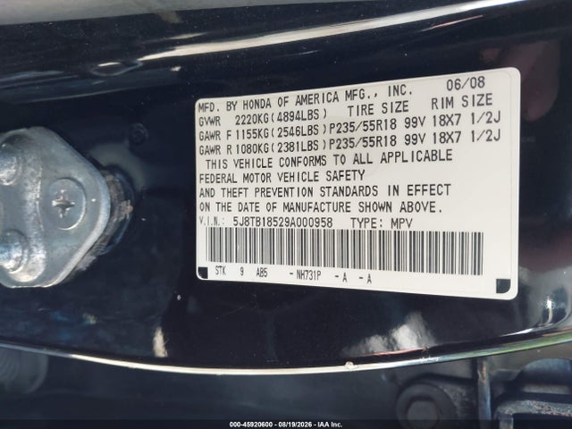 Продаж на аукціоні авто 2009 Acura Rdx, vin: 5J8TB18529A000958, номер лоту: 45920600