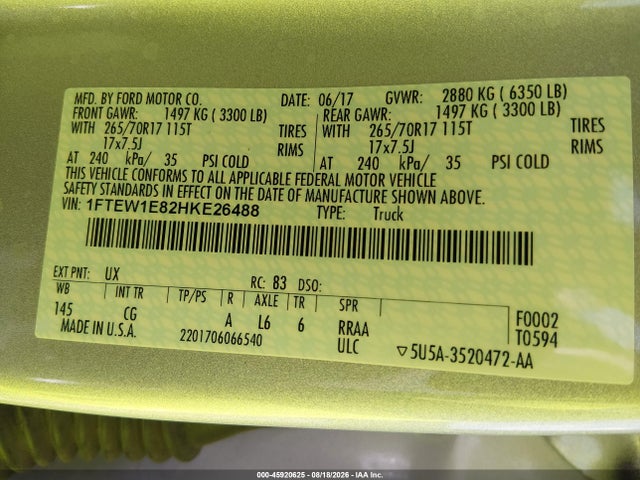 Ford F-150 Xl 2017 1FTEW1E82HKE26488 Image 9