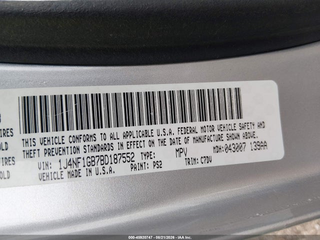 Aukcja sprzedaży 2011 Jeep Patriot Sport, vin: 1J4NF1GB7BD187552, numer aukcji: 45920747