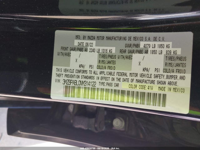 3MZBPABL0NM314122 Mazda Mazda3 Select