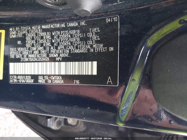 Продажа на аукционе авто 2010 Lexus Rx 350, vin: 2T2BK1BA2AC059469, номер лота: 45920777