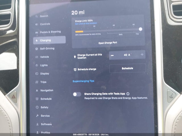 Продаж на аукціоні авто 2015 Tesla Model S 70d/85d/p85d, vin: 5YJSA1S20FF087919, номер лоту: 45920779