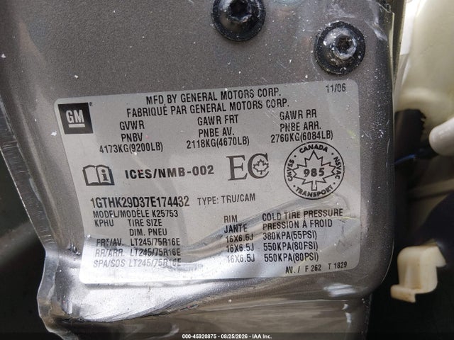 45920875 :رقم المزاد ، 1GTHK29D37E174432 vin ، 2007 Gmc Sierra 2500hd Classic Sl/sle1/sle2/slt/work Truck مزاد بيع