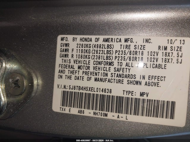 Продажа на аукционе авто 2014 Acura Rdx, vin: 5J8TB4H5XEL014638, номер лота: 45920997