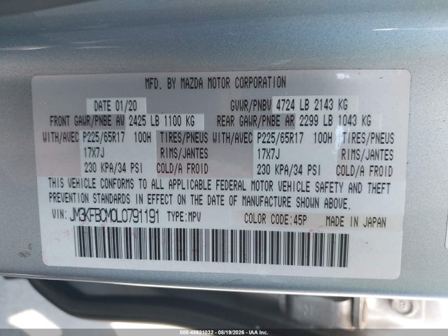 JM3KFBCM0L0791191 Mazda Cx-5 Touring