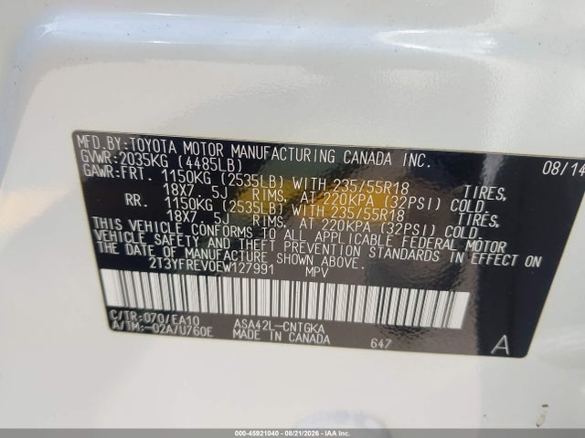 Toyota Rav4 Limited 2014 2T3YFREV0EW127991 Image 9