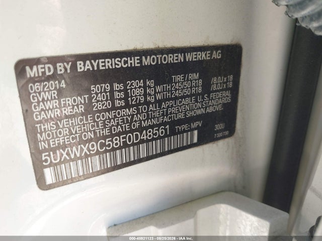 Продажа на аукционе авто 2015 Bmw X3 Xdrive28i, vin: 5UXWX9C58F0D48561, номер лота: 45921123