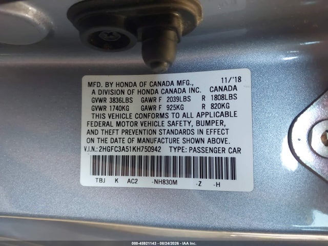 Honda CIVIC SI 2019 2HGFC3A51KH750942 Image 9