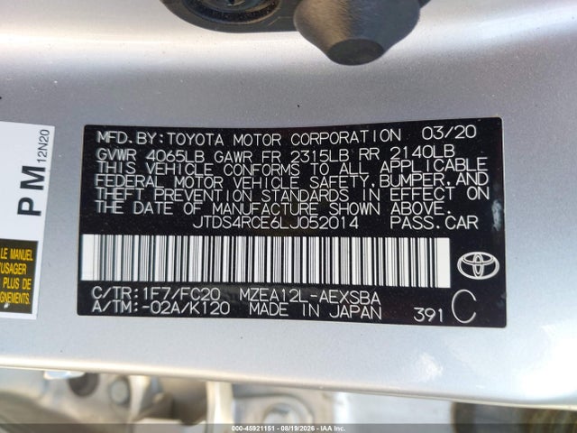 Toyota COROLLA SE 2020 JTDS4RCE6LJ052014 Image 9