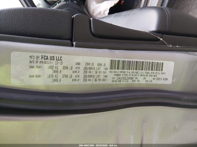 2020 Jeep Grand Cherokee Limited 4x4 მანქანა იყიდება აუქციონზე, vin: 1C4RJFBG5LC247809, აუქციონის ნომერი: 45921206