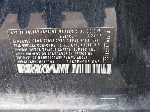 Продаж на аукціоні авто 2016 Volkswagen Golf Gti S 4-door, vin: 3VW4T7AU9GM041704, номер лоту: 45921342