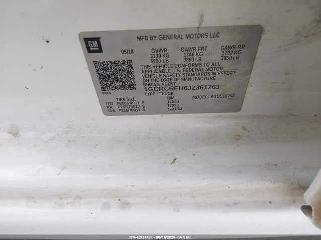 1GCRCREH6JZ361263 Chevrolet Silverado 1500 1lt