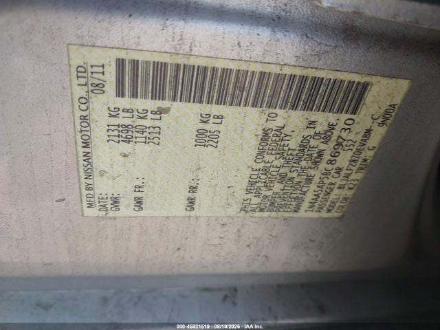 Продаж на аукціоні авто 2011 Nissan Maxima 3.5 Sv, vin: 1N4AA5AP5BC869730, номер лоту: 45921519