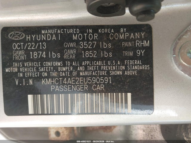 Продажа на аукционе авто 2014 Hyundai Accent Gls, vin: KMHCT4AE2EU590591, номер лота: 45921521