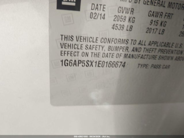 Cadillac Cts Standard 2014 1G6AP5SX1E0166674 Image 9