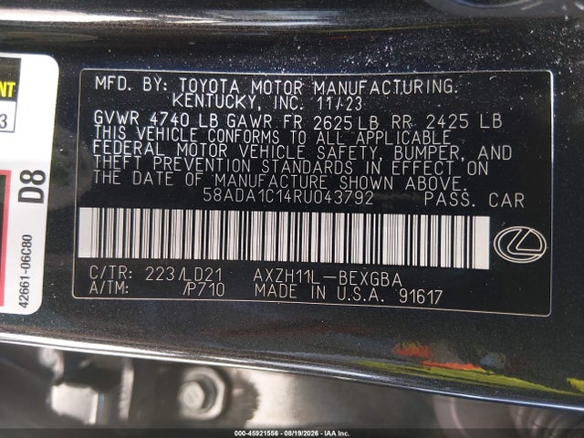 Lexus ES 300H 2024 58ADA1C14RU043792 Image 9