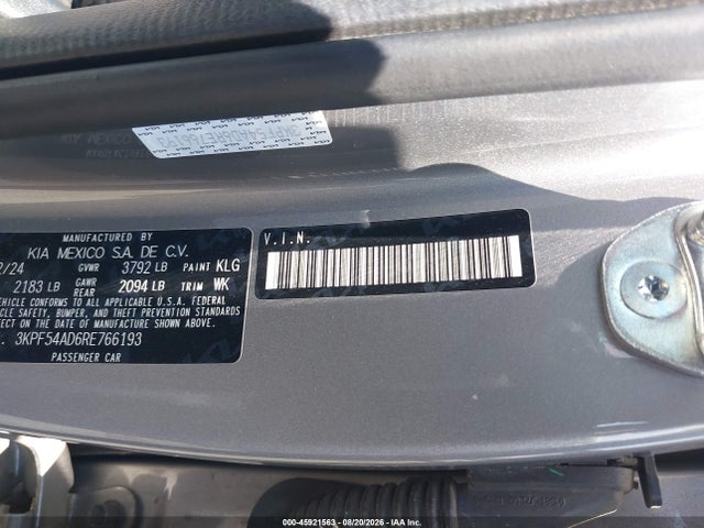 45921563 :رقم المزاد ، 3KPF54AD6RE766193 vin ، 2024 Kia Forte Gt-line مزاد بيع