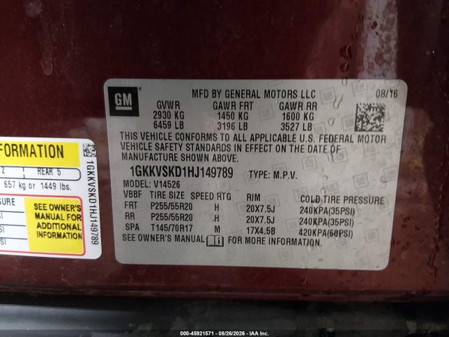 GMC Acadia Limited 2017 1GKKVSKD1HJ149789 Image 9