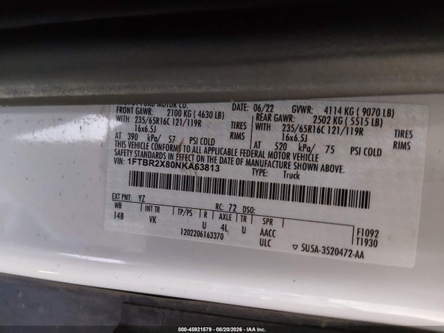 1FTBR2X80NKA63813 Ford Transit-250