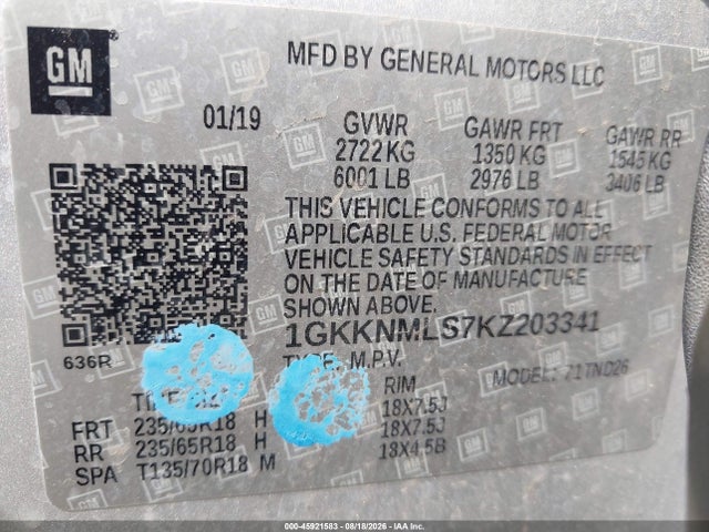 1GKKNMLS7KZ203341 GMC Acadia Slt-1