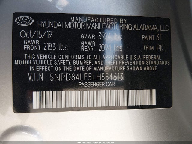 Hyundai ELANTRA SEL 2020 5NPD84LF5LH554613 Image 9
