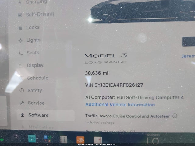 Aukcja sprzedaży 2024 Tesla Model 3, vin: 5YJ3E1EA4RF826127, numer aukcji: 45921654