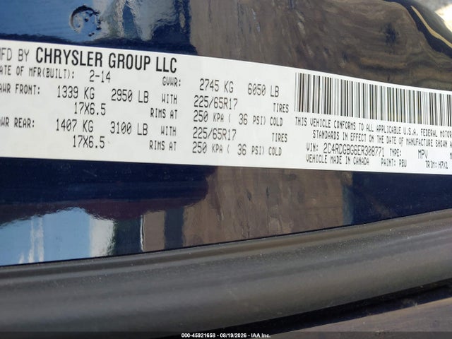 Продажа на аукционе авто 2014 Dodge Grand Caravan Se, vin: 2C4RDGBG6ER308771, номер лота: 45921658